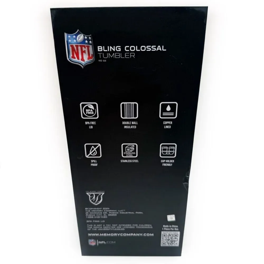 NFL Philadelphia Eagles Bling Colossal Tumbler 40 oz White Bedazzled Iridescent